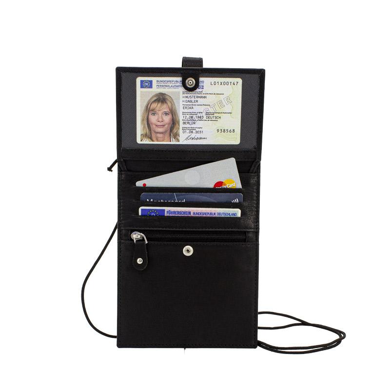 Breast bag leather with RFID NFC scan protection TÜV checked